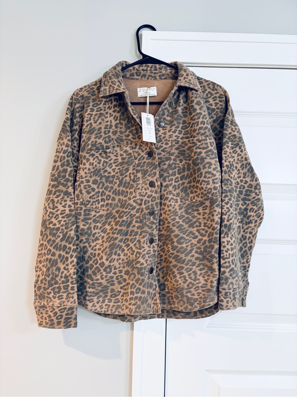 Z Supply Womens Leopard Print Shacket - Tan/Black